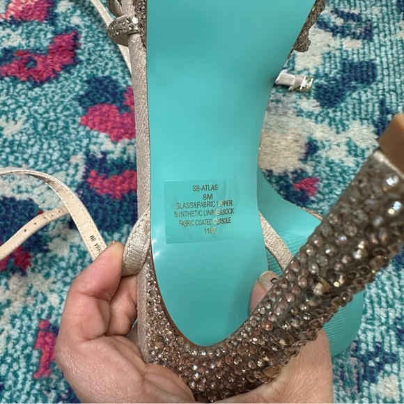 Betsey Johnson Adde Rhinestone Embellished Ankle Strap Platform Pumps - Picture 8 of 11